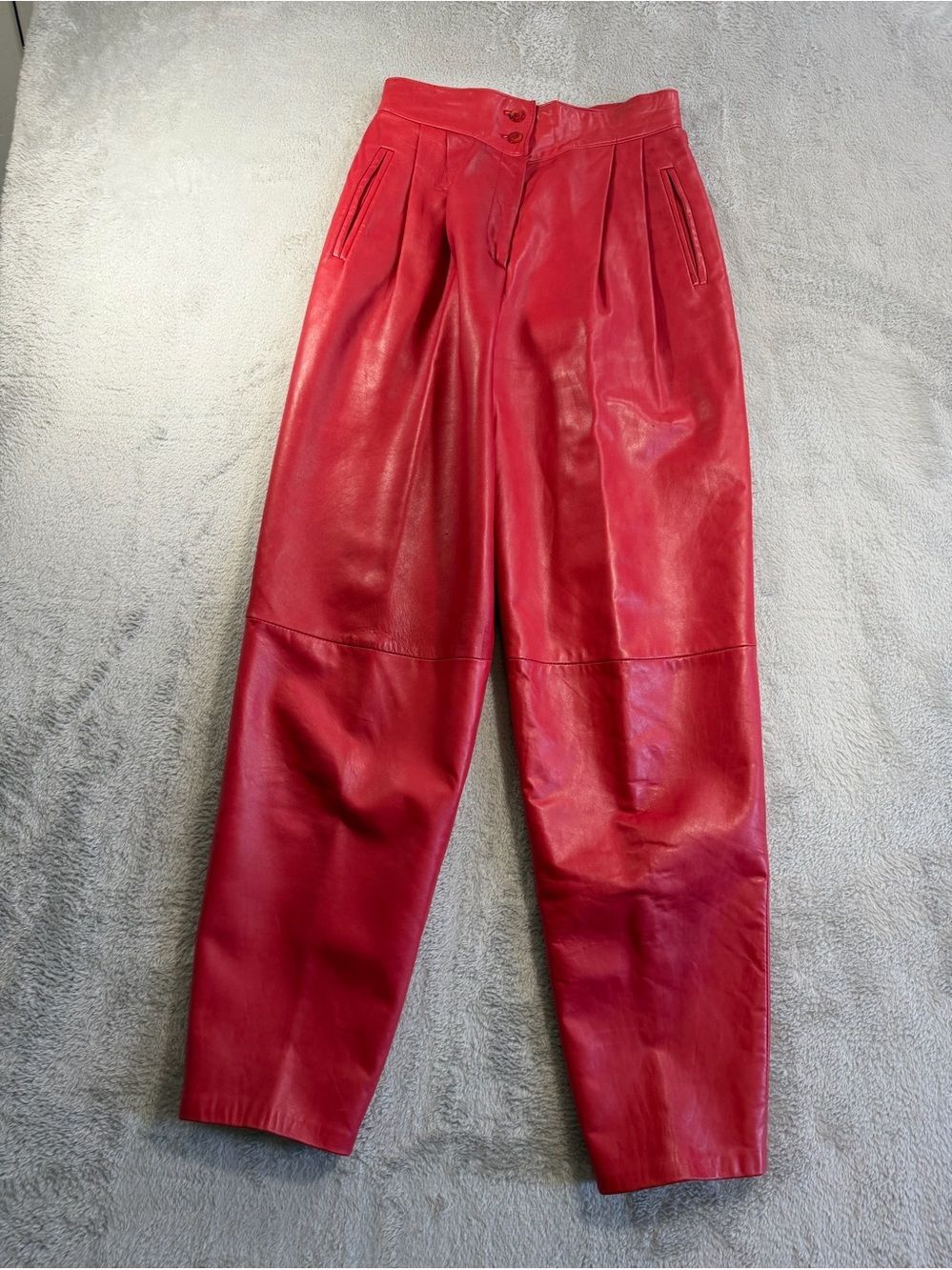 Vintage Originaux Par Pablo Cherry Red Leather Pants Pleated Size 9/10